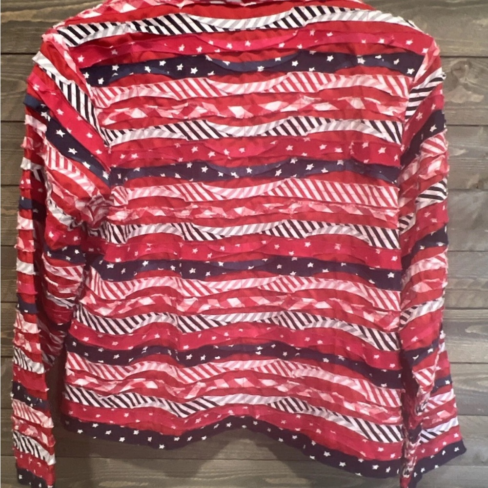Vintage Keren Hart Quilted Patchwork Jacket Americana USA Flag Print Size L - Picture 8 of 10